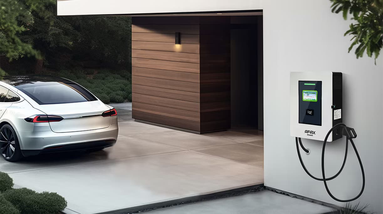 Carregador Afax Power DC Wallbox instalado em garagem